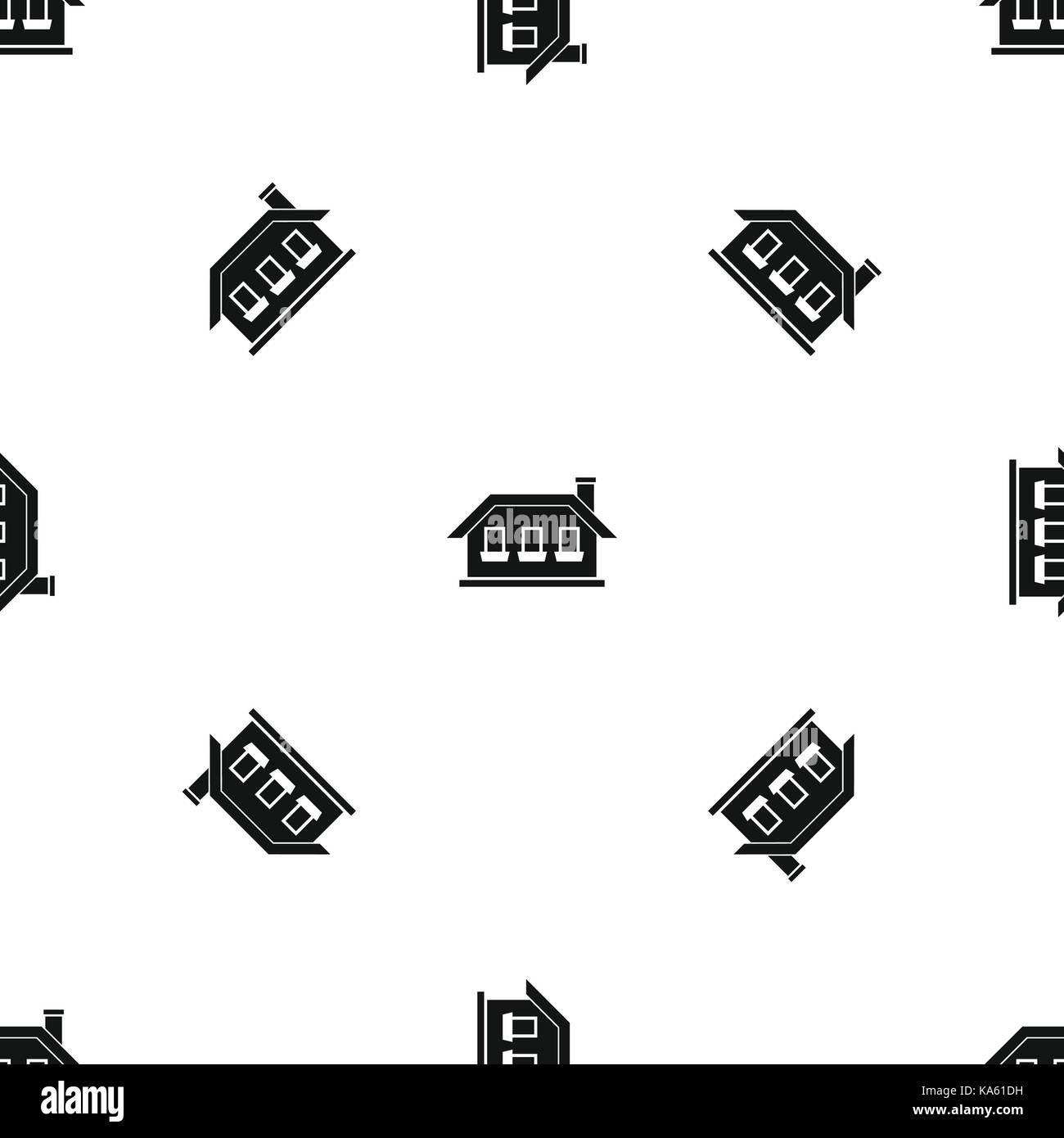 One-storey house with three windows pattern seamless black Stock Vector ...