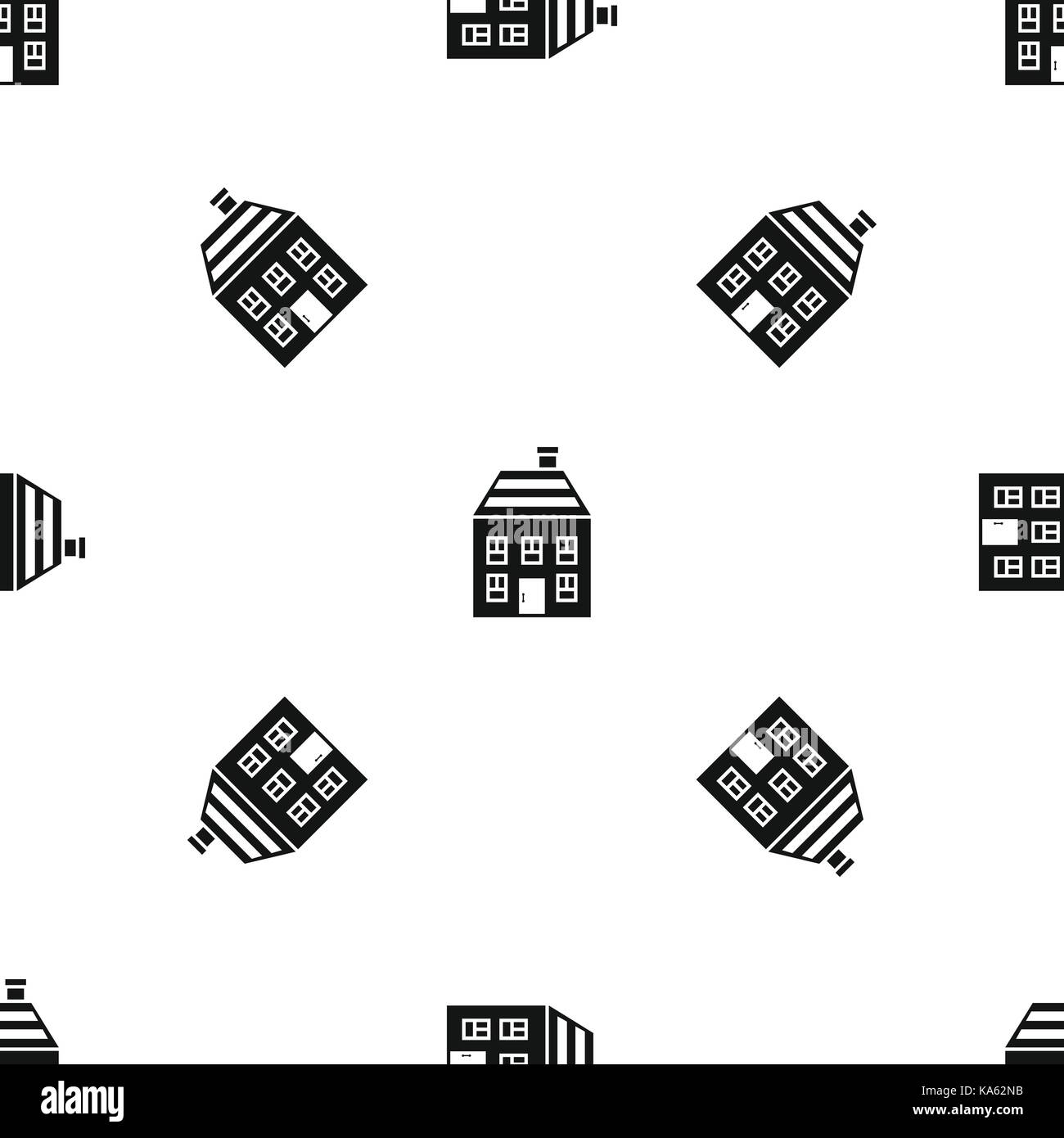 Two-storey house with chimney pattern seamless black Stock Vector Image ...