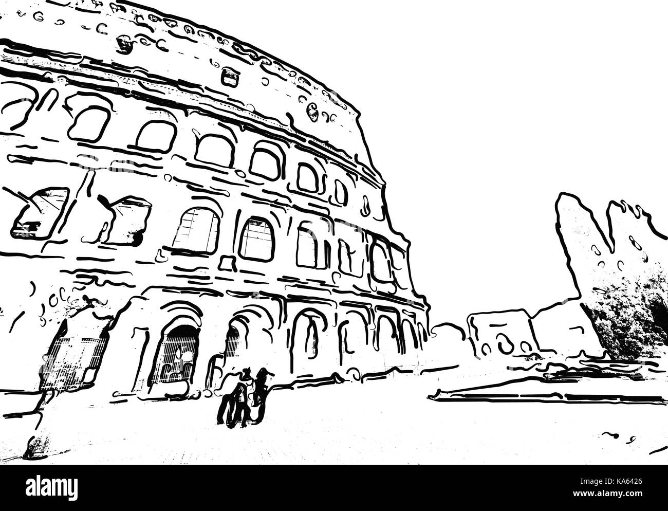 Flavian amphitheatre or coliseum in rome Black and White Stock Photos ...