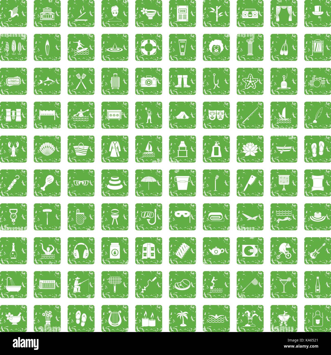 100 recreation icons set grunge green Stock Vector Image & Art - Alamy