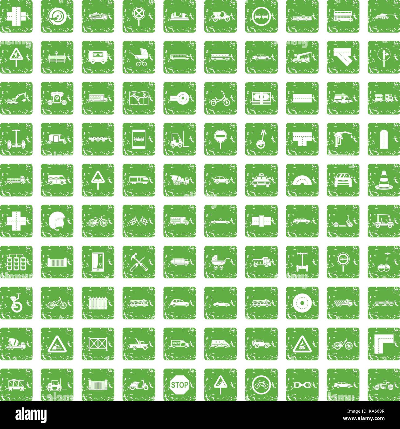 100 road icons set grunge green Stock Vector Image & Art - Alamy