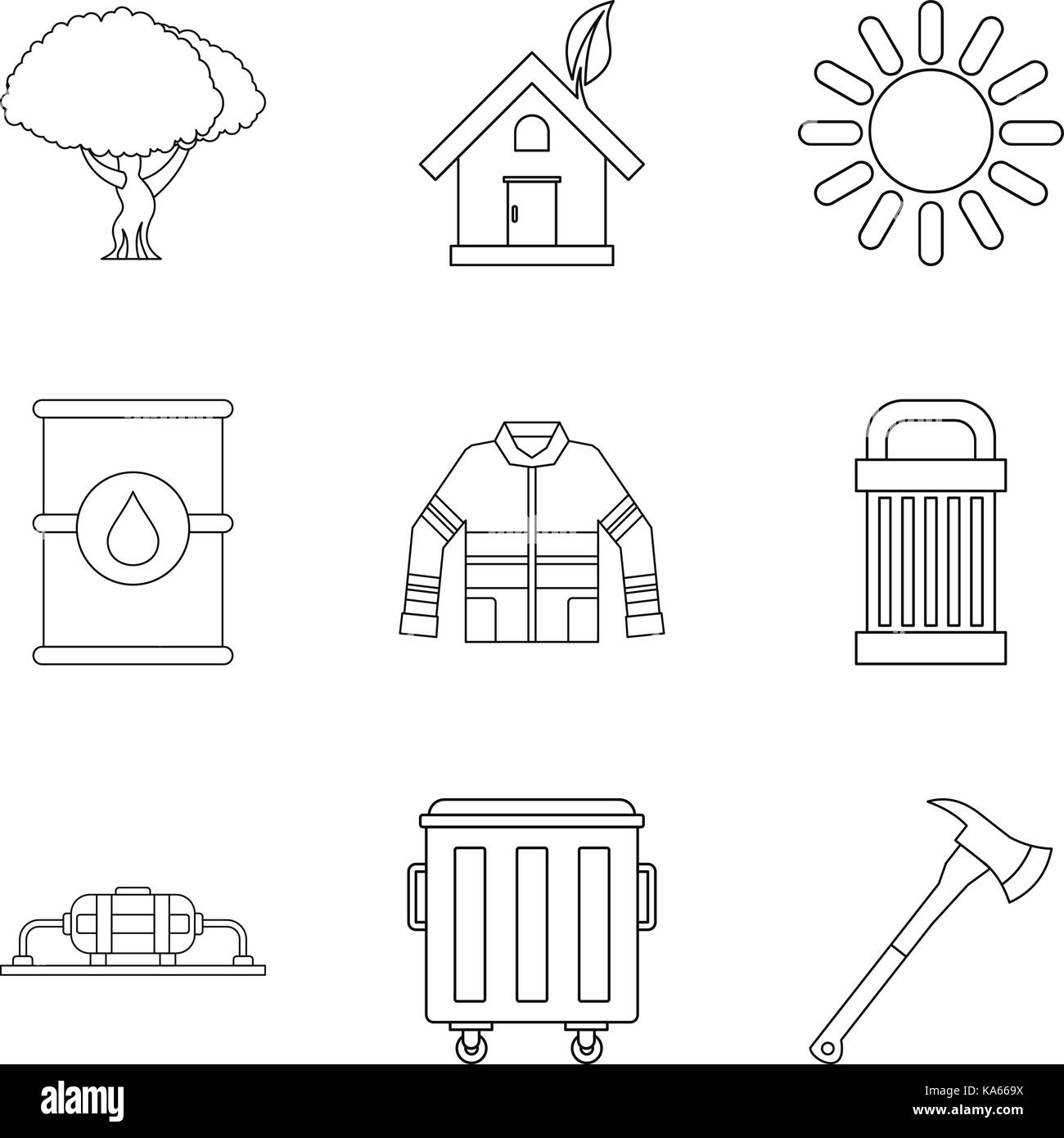 Catastrophic icons set, outline style Stock Vector Image & Art - Alamy