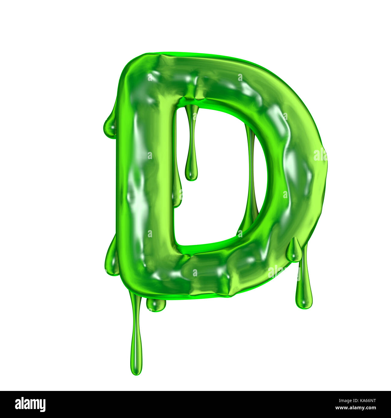Green dripping slime halloween capital letter D Stock Photo