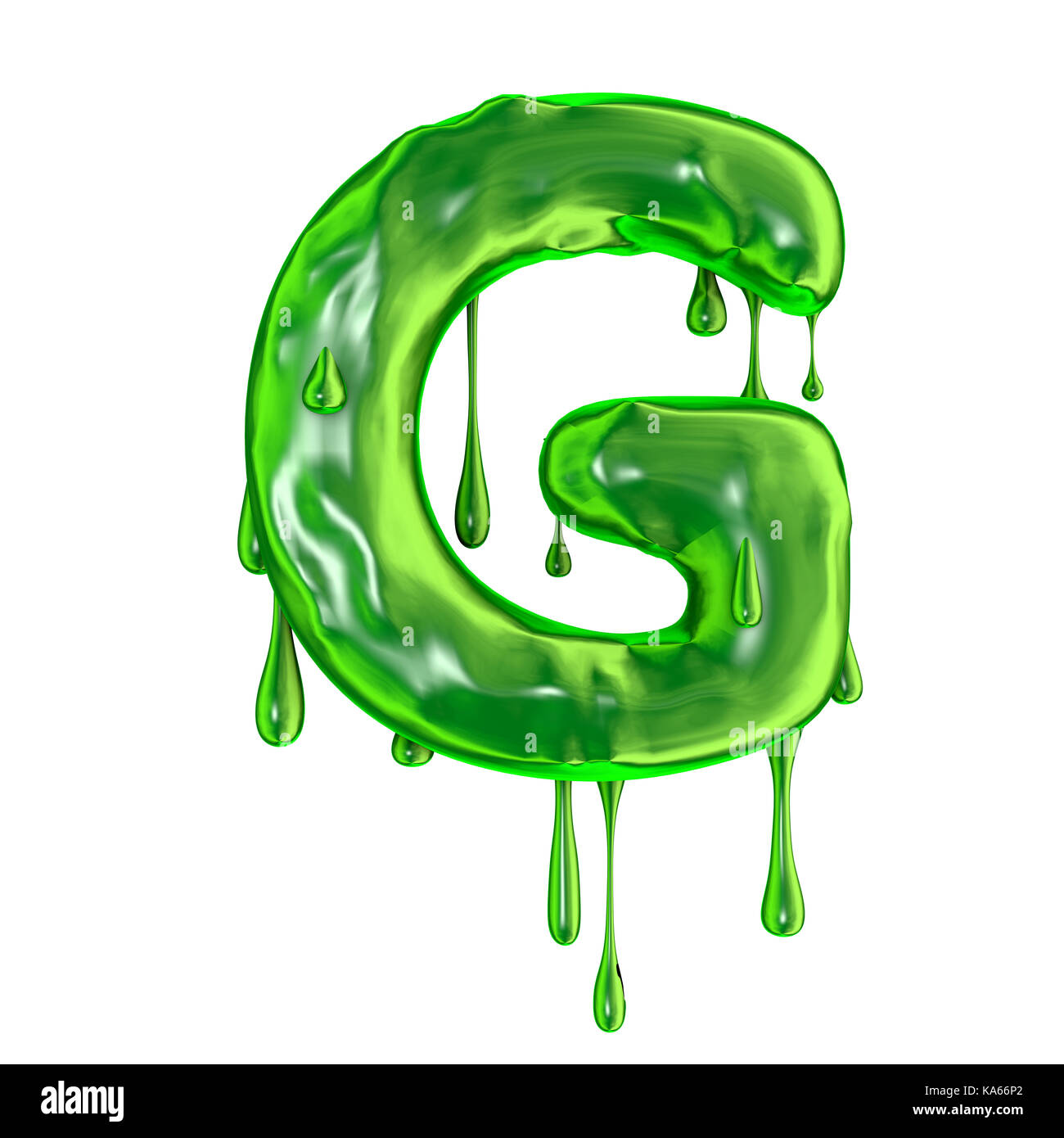 Green dripping slime halloween capital letter G Stock Photo