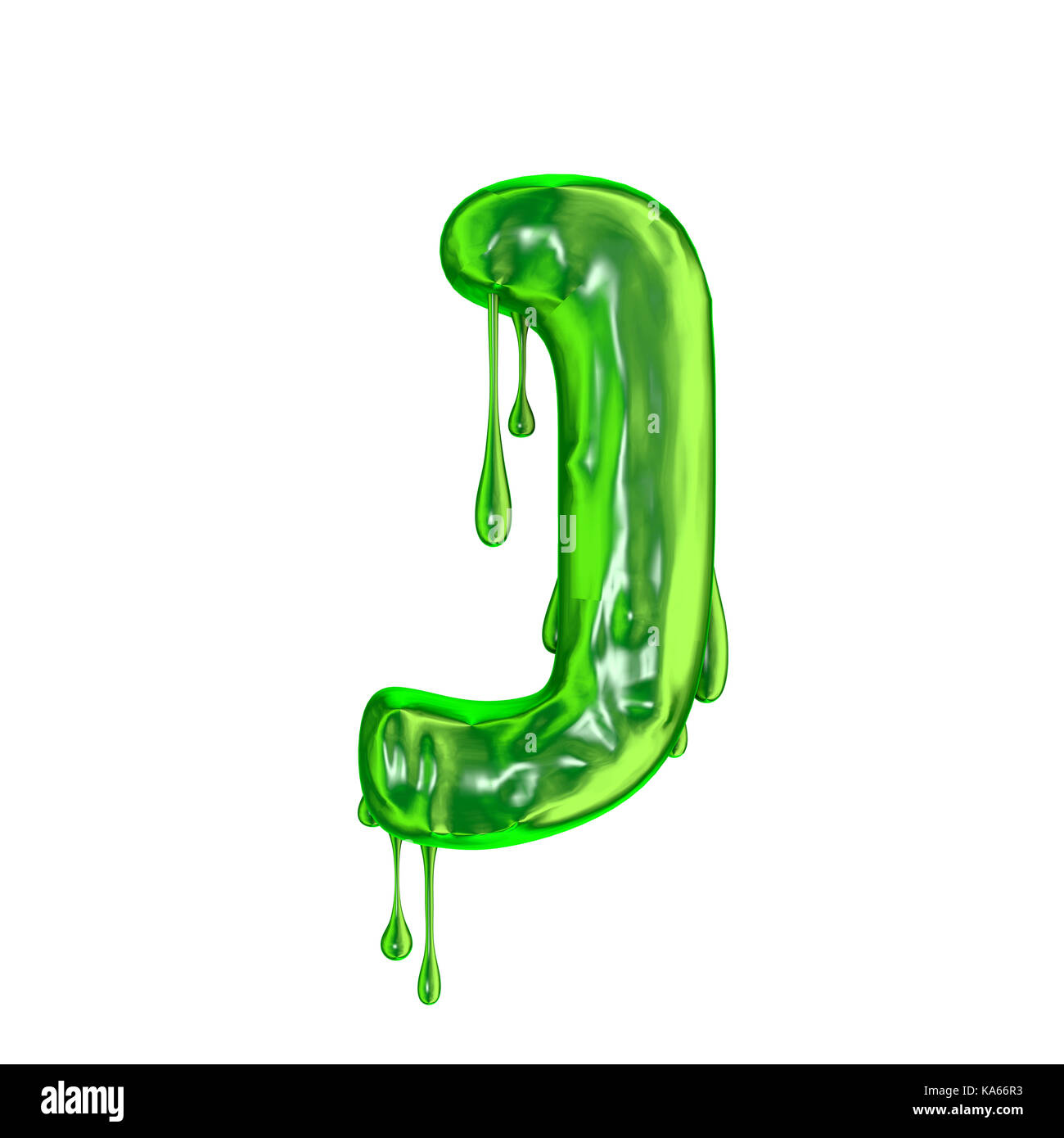 Green dripping slime halloween capital letter J Stock Photo