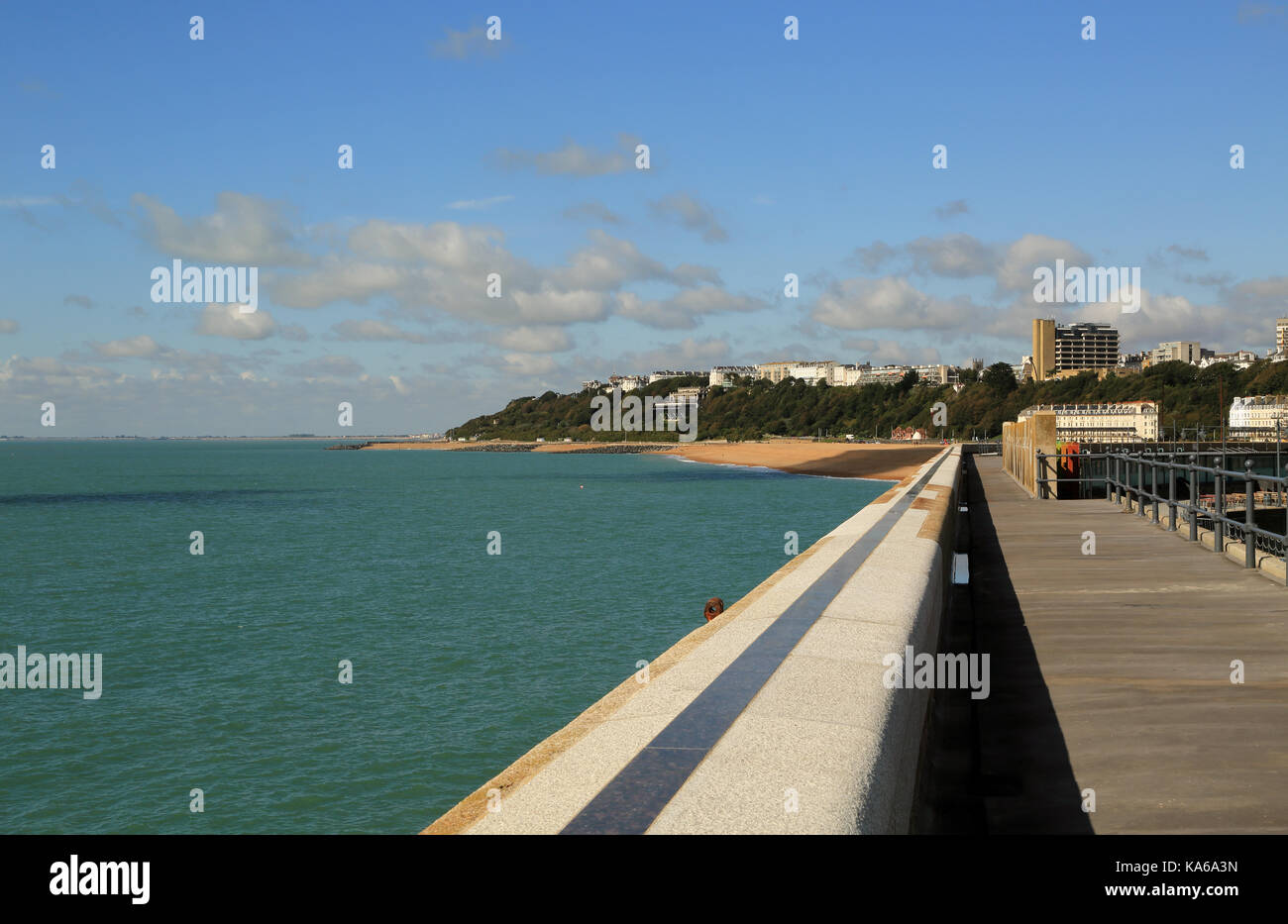 View of sea and Marine Parade from Folkestone Harbour Arm, Folkestone