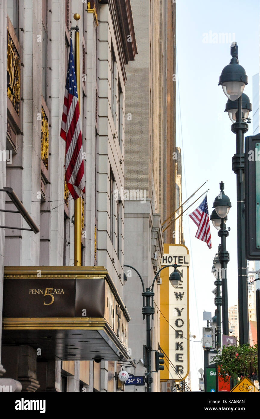 The New Yorker Hotel, an iconic hotel located in Manhattan, New York