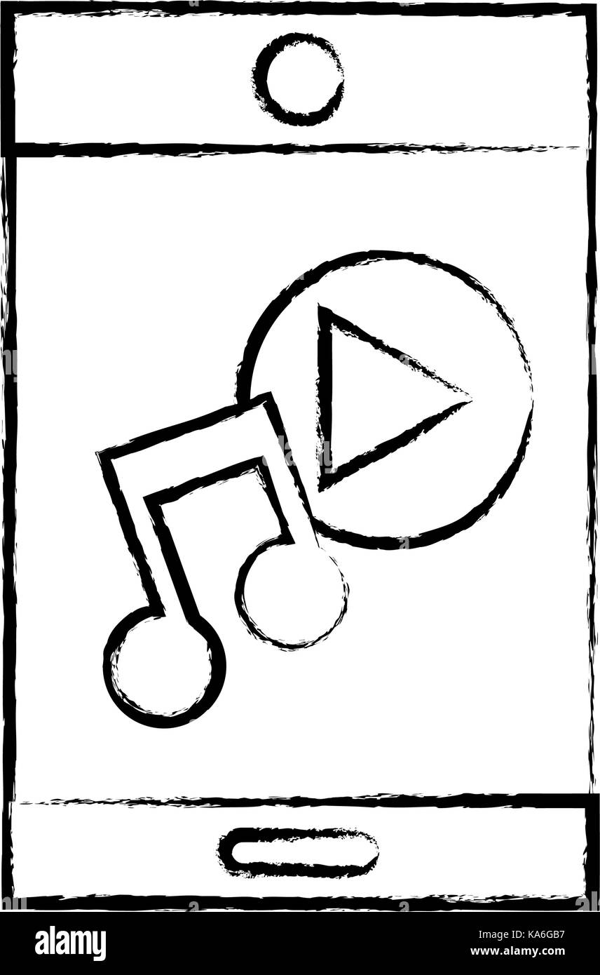 figure smartphone technology with music sound icon Stock Vector Image ...