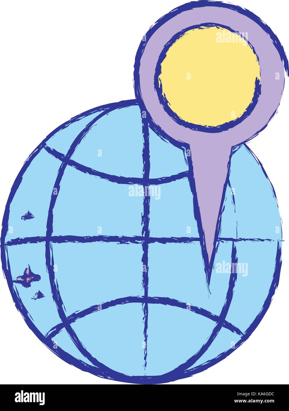global map with magnifying glass location symbol Stock Vector Image
