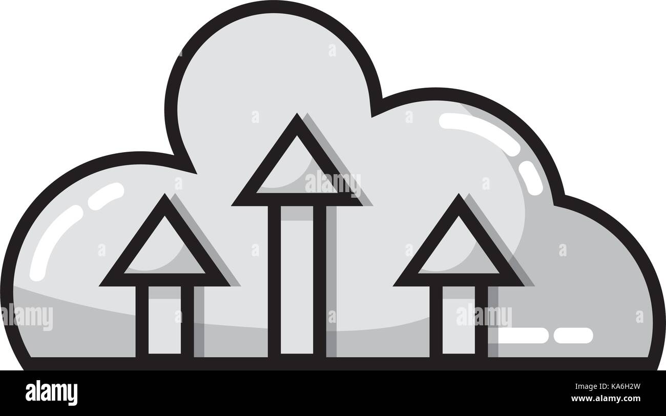 grayscale cloud data with arrows up connection Stock Vector Image & Art ...