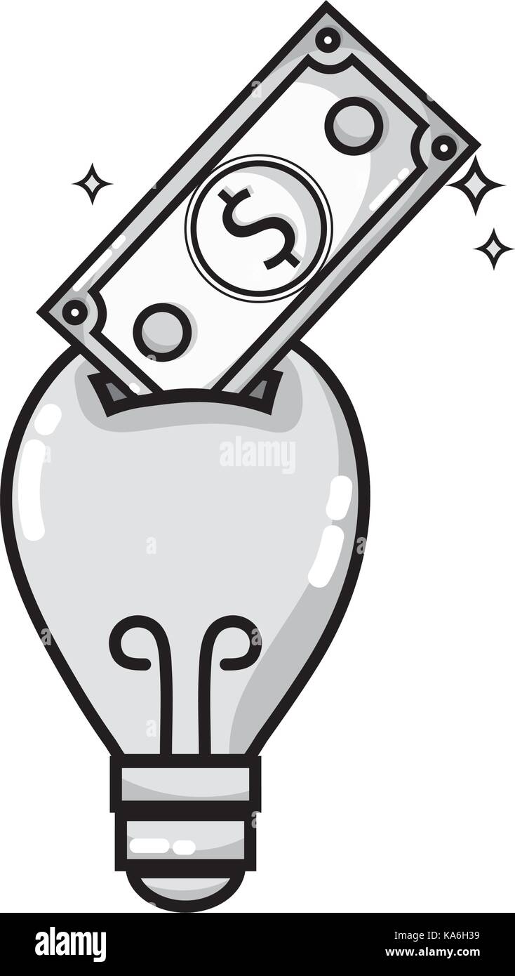 grayscale bulb save bill cash money inside Stock Vector Image & Art - Alamy