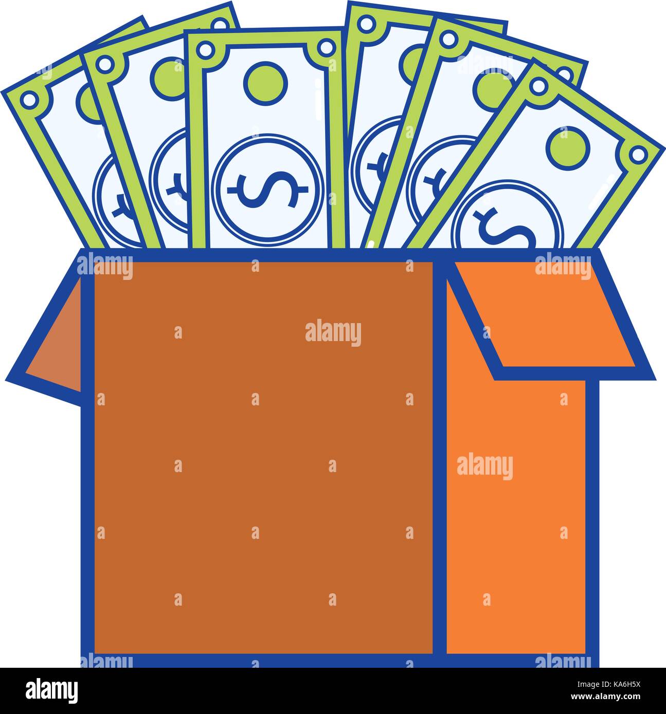 box open with bills dollar Stock Vector Image & Art - Alamy