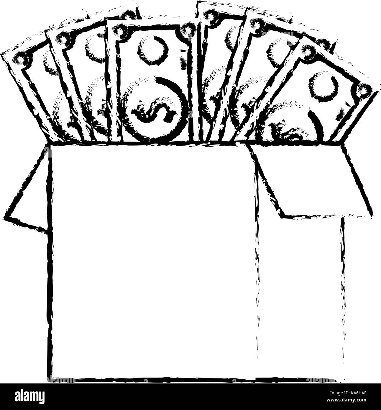 figure box open with bills dollar Stock Vector Image & Art - Alamy