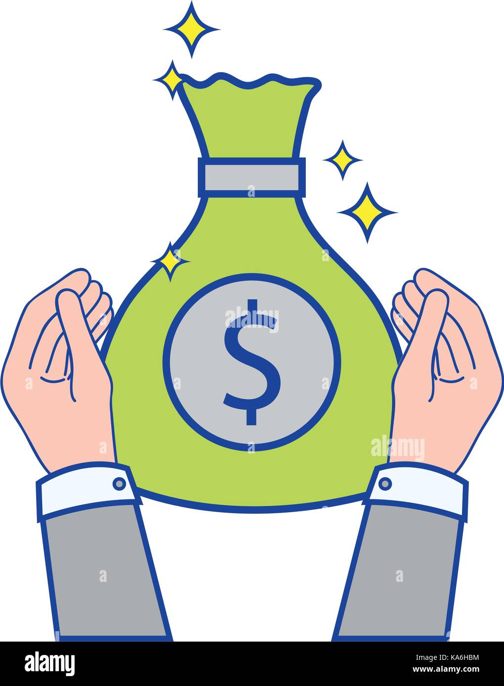 businessman hands with bag cash money Stock Vector Image & Art - Alamy