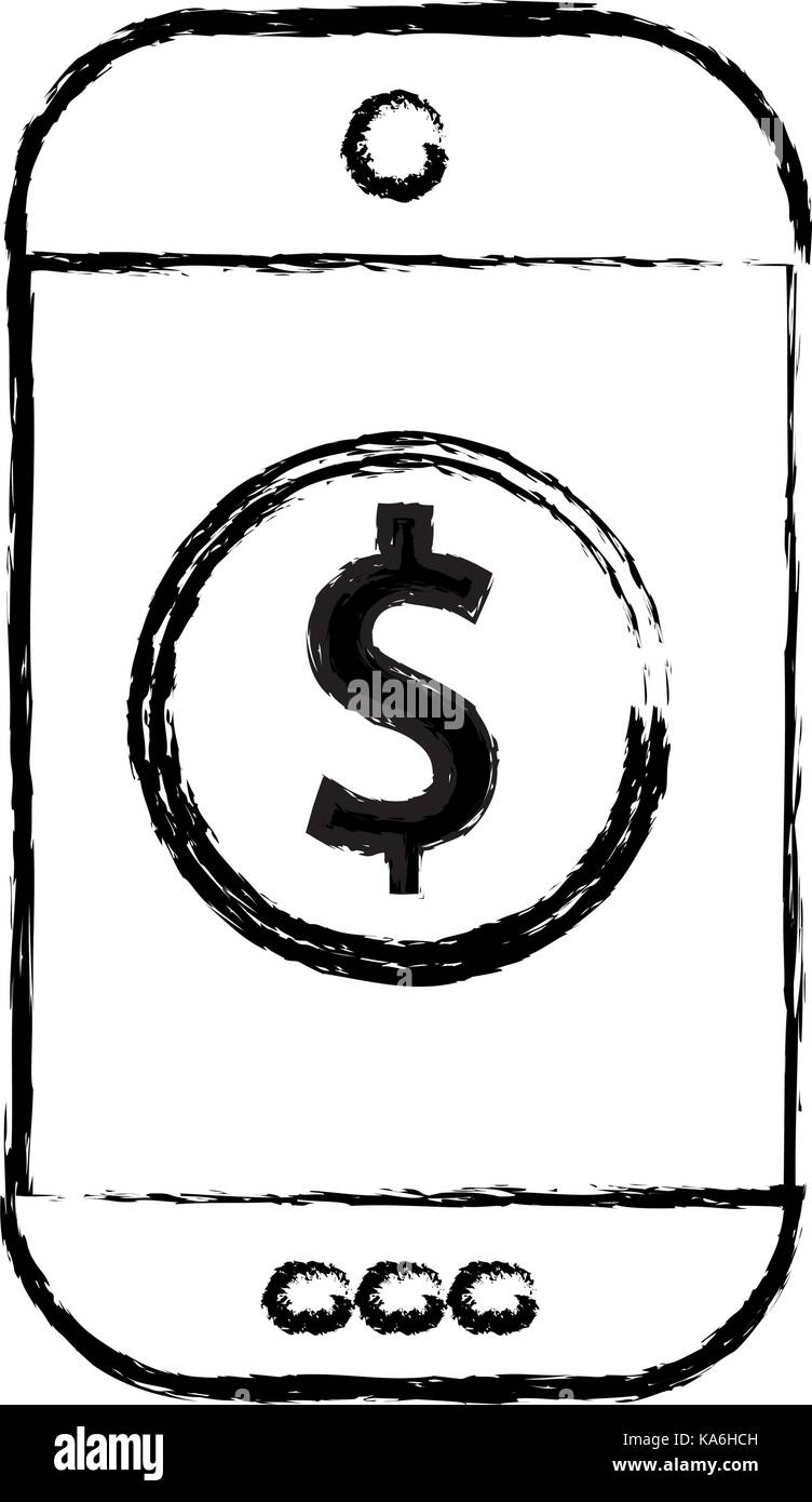 figure smartphone technology with money app icon Stock Vector Image ...
