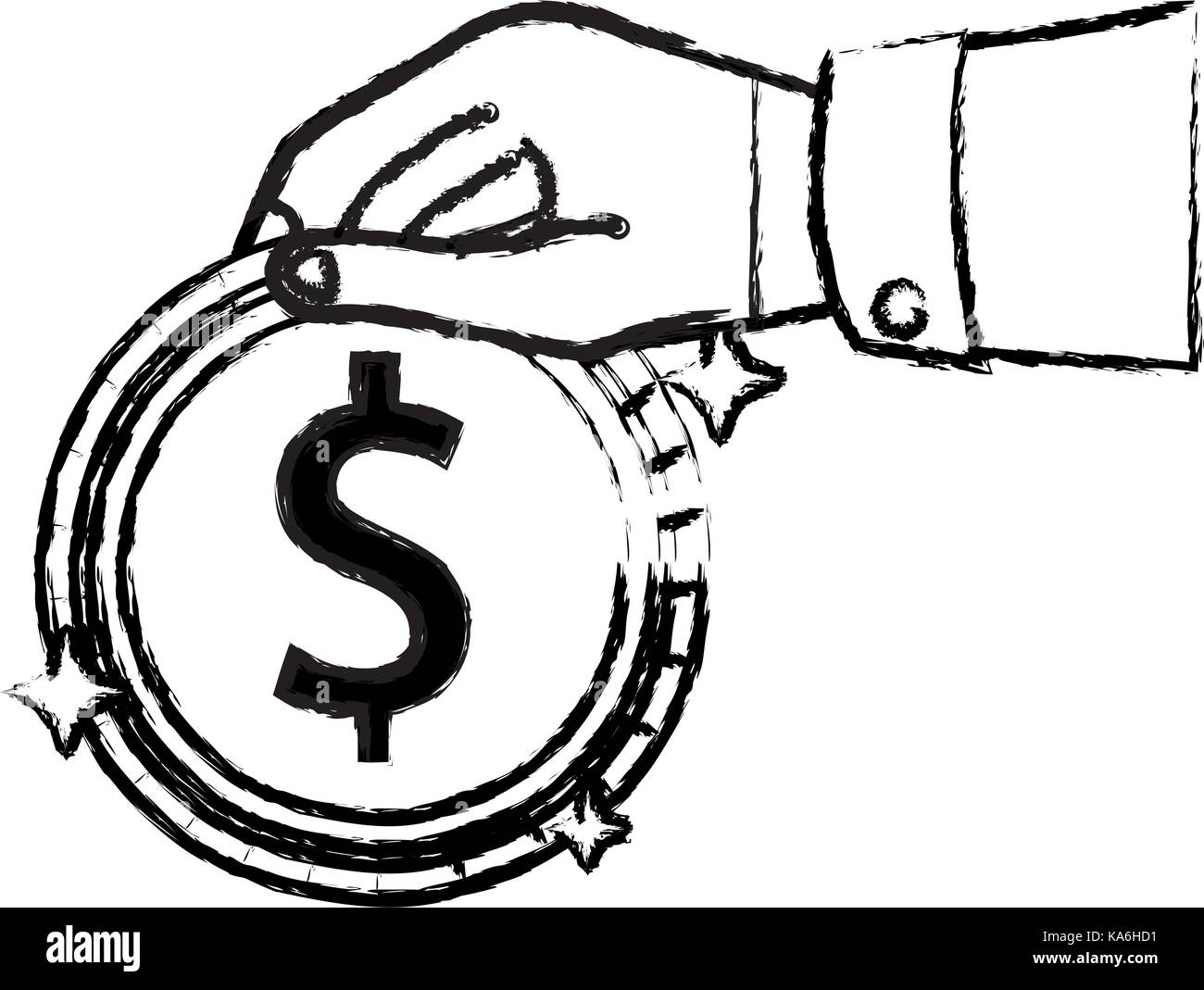 figure businessman hand with coin cash money Stock Vector Image & Art ...