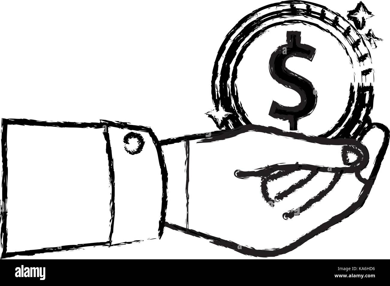 figure businessman hand with coin cash money Stock Vector Image & Art ...