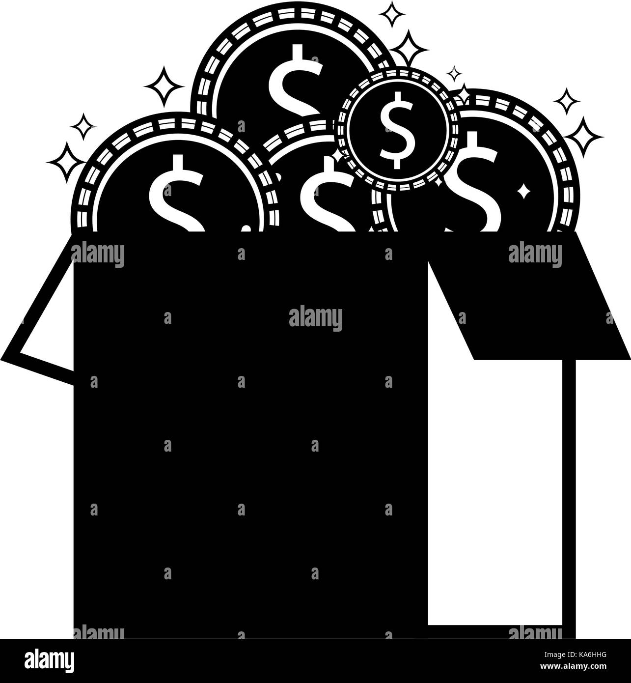 contour box open with coins cash money Stock Vector Image & Art - Alamy