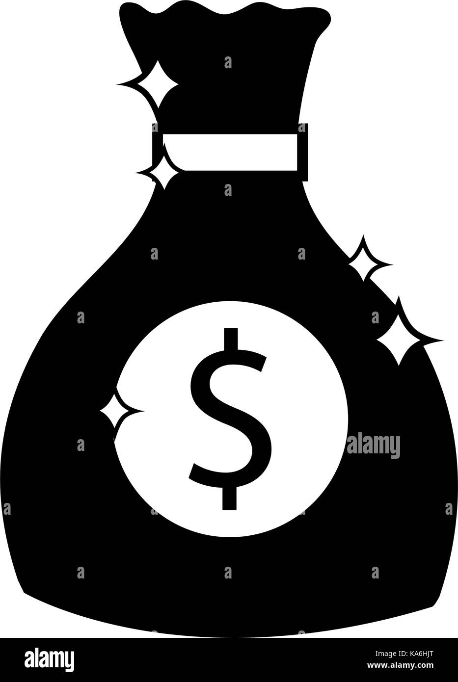 contour money bag with cash money icon Stock Vector Image & Art - Alamy
