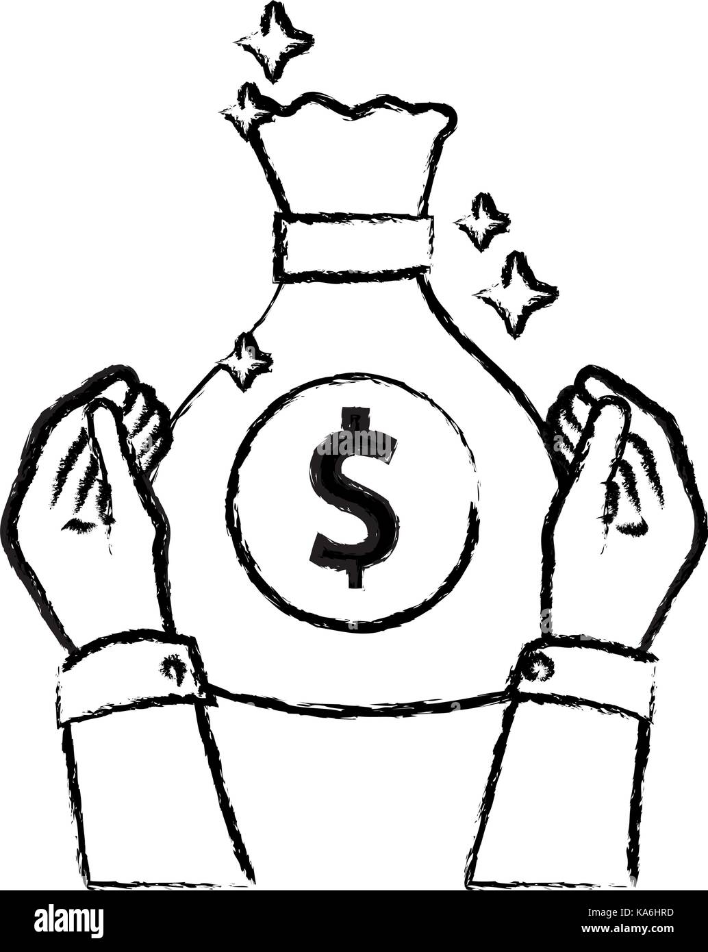 figure businessman hands with bag cash money Stock Vector Image & Art ...