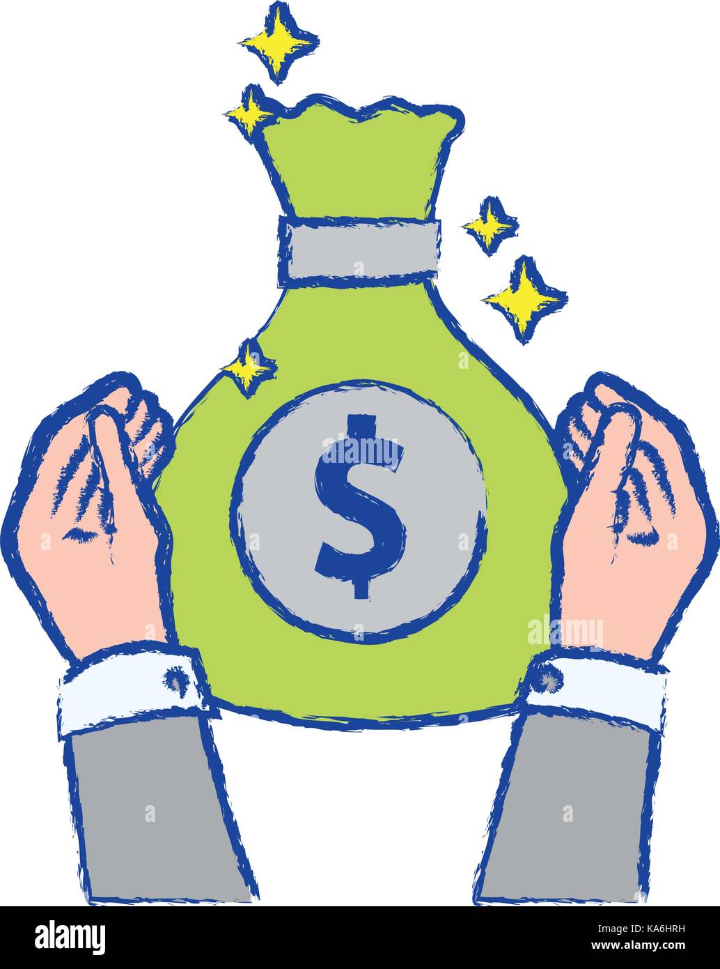 businessman hands with bag cash money Stock Vector Image & Art - Alamy