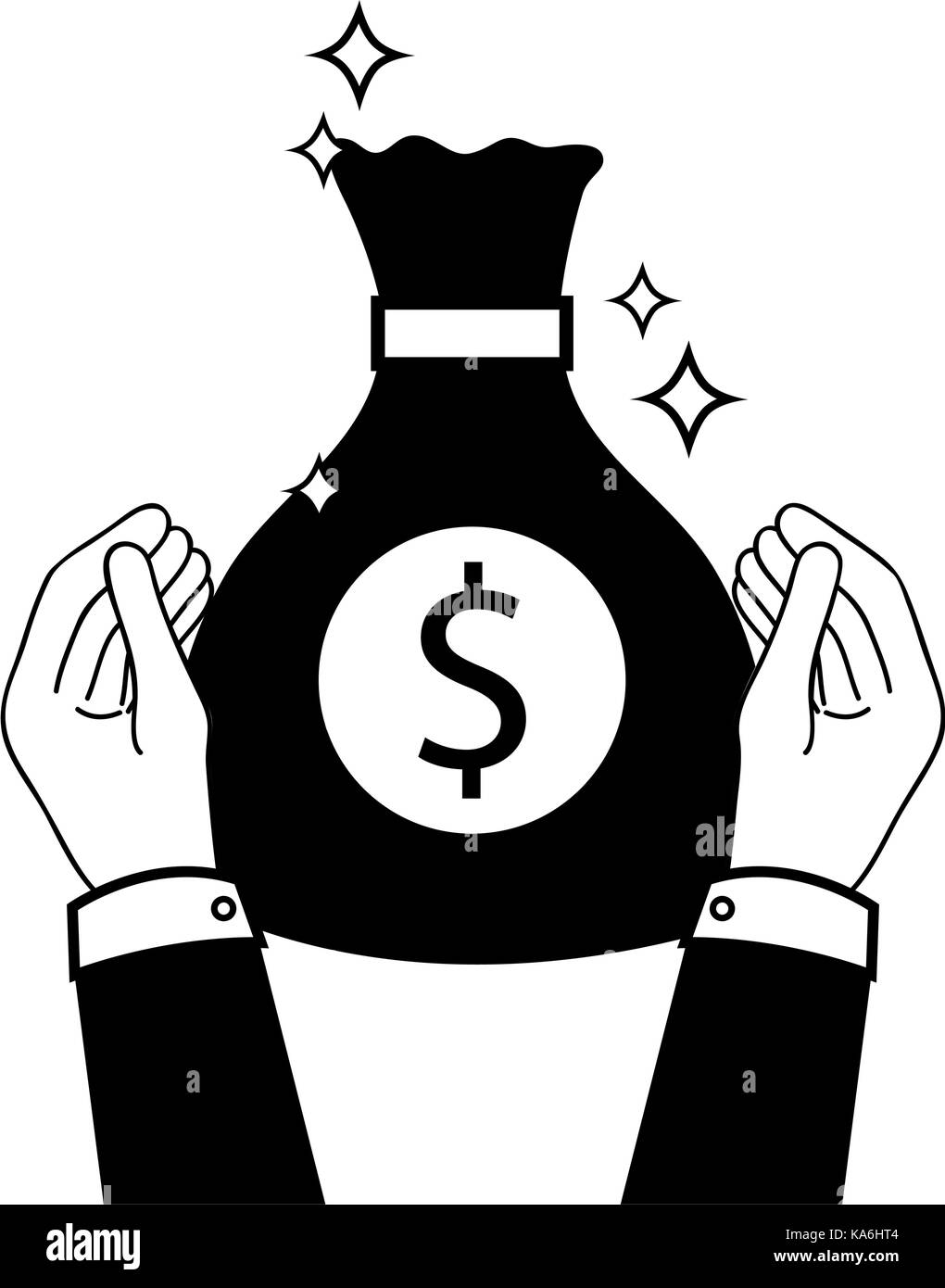contour businessman hands with bag cash money Stock Vector Image & Art ...