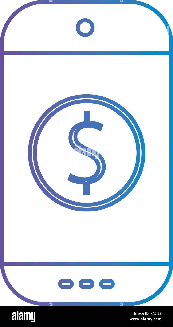 line smartphone technology with money app icon Stock Vector Image & Art ...
