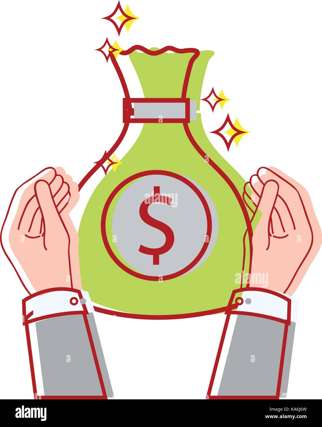 businessman hands with bag cash money Stock Vector Image & Art - Alamy