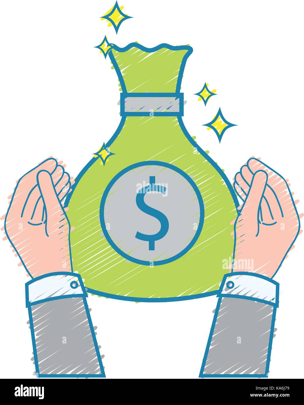 businessman hands with bag cash money Stock Vector Image & Art - Alamy