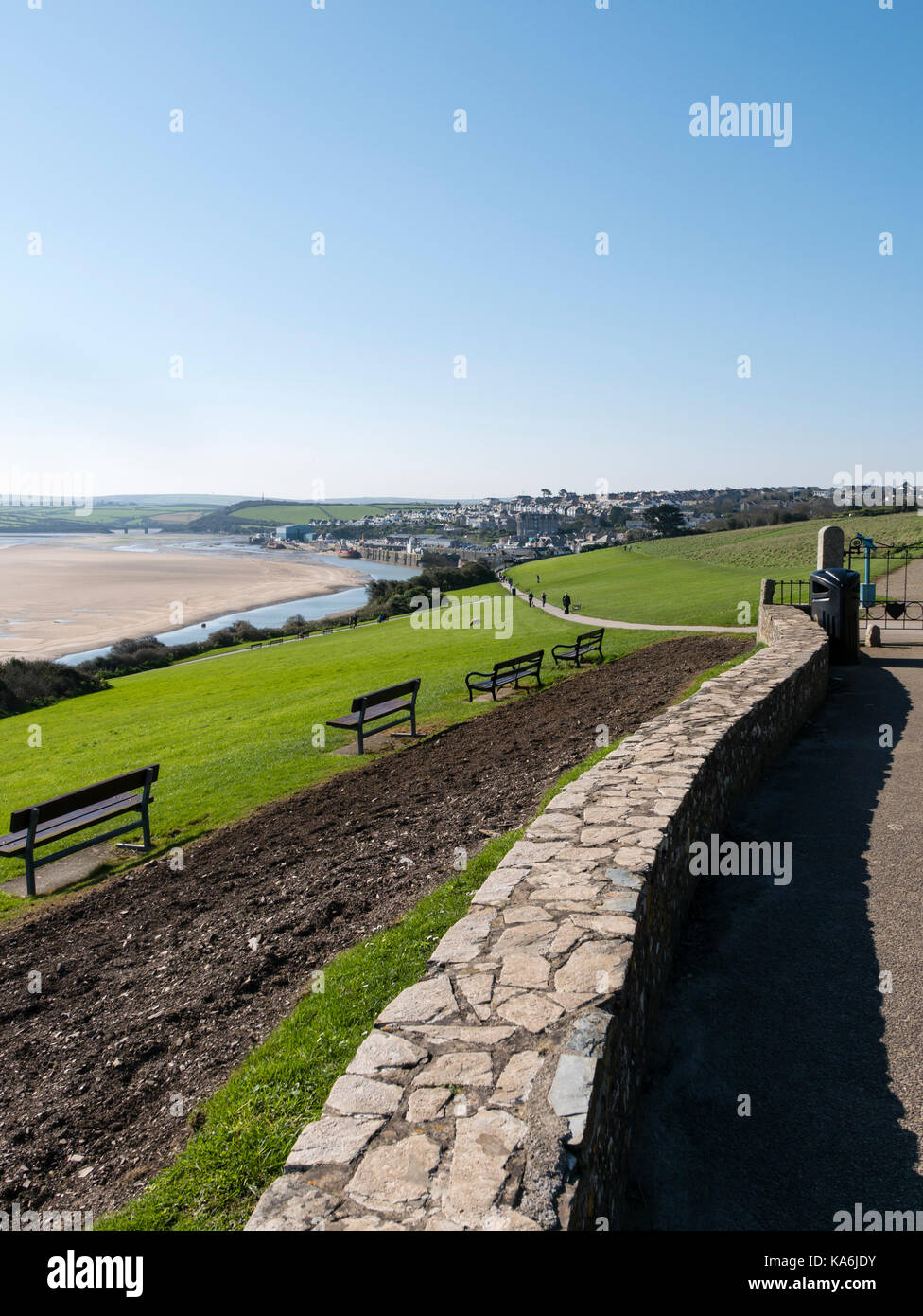Coastal footpath above St Cove beach , Padstow, Cornwall