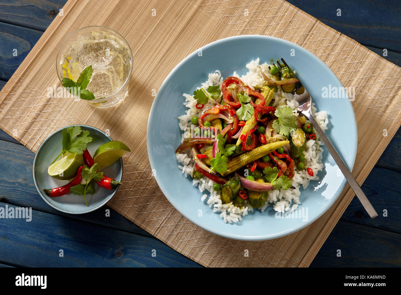 Green curry coconut stir fry Stock Photo Alamy