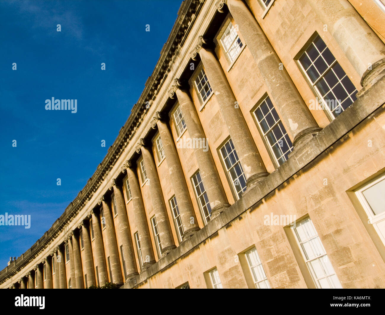 Section of the Georgian masterpiece The Royal Crescent in Bath,Somerset, England, UK. Stock Photo