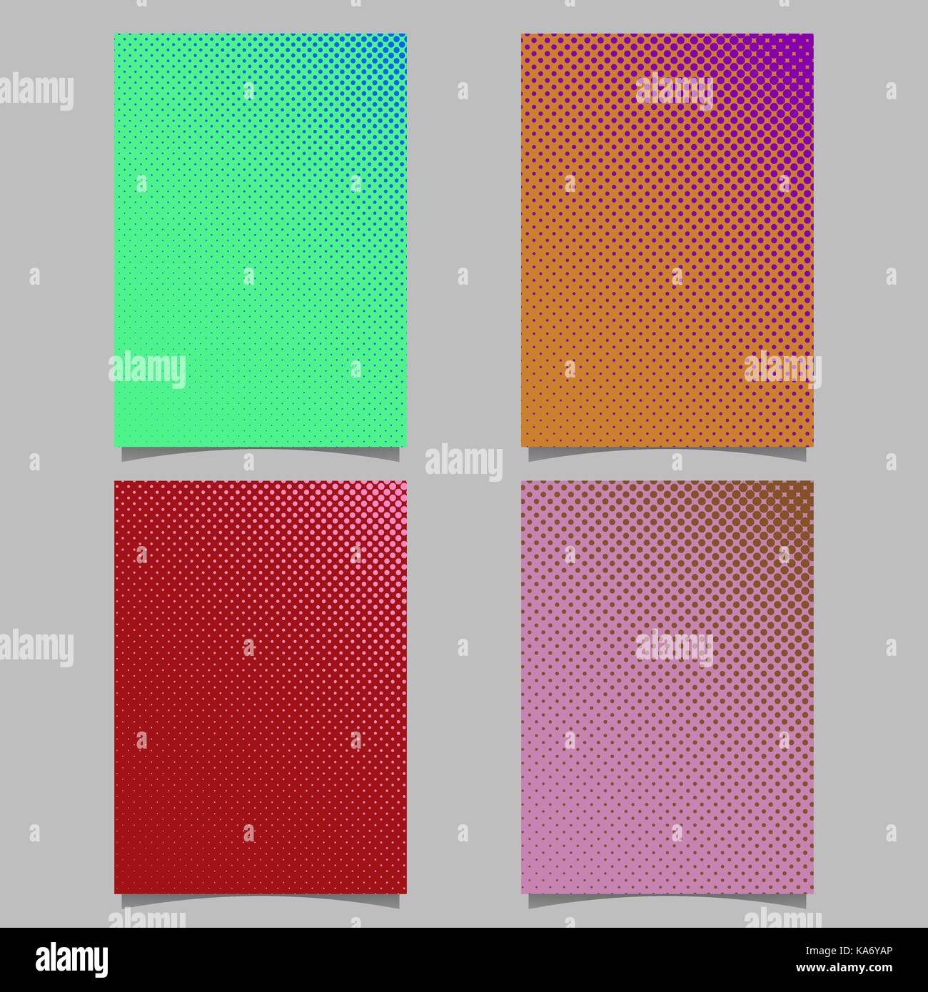 Retro abstract halftone circle pattern flyer template set - vector ...