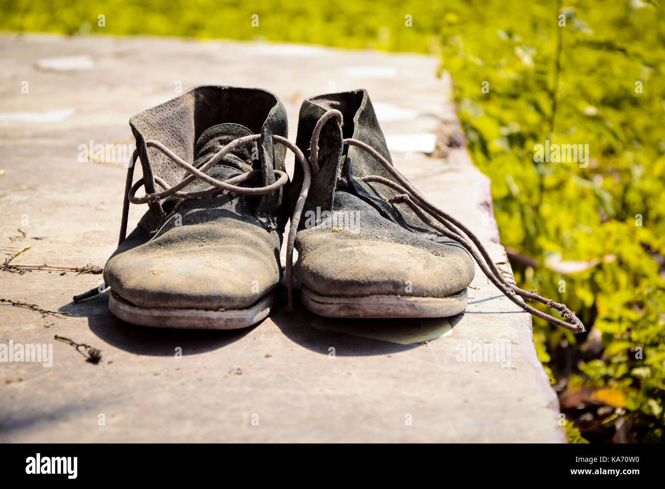 Pair of Old Desert Boots Stock Photo