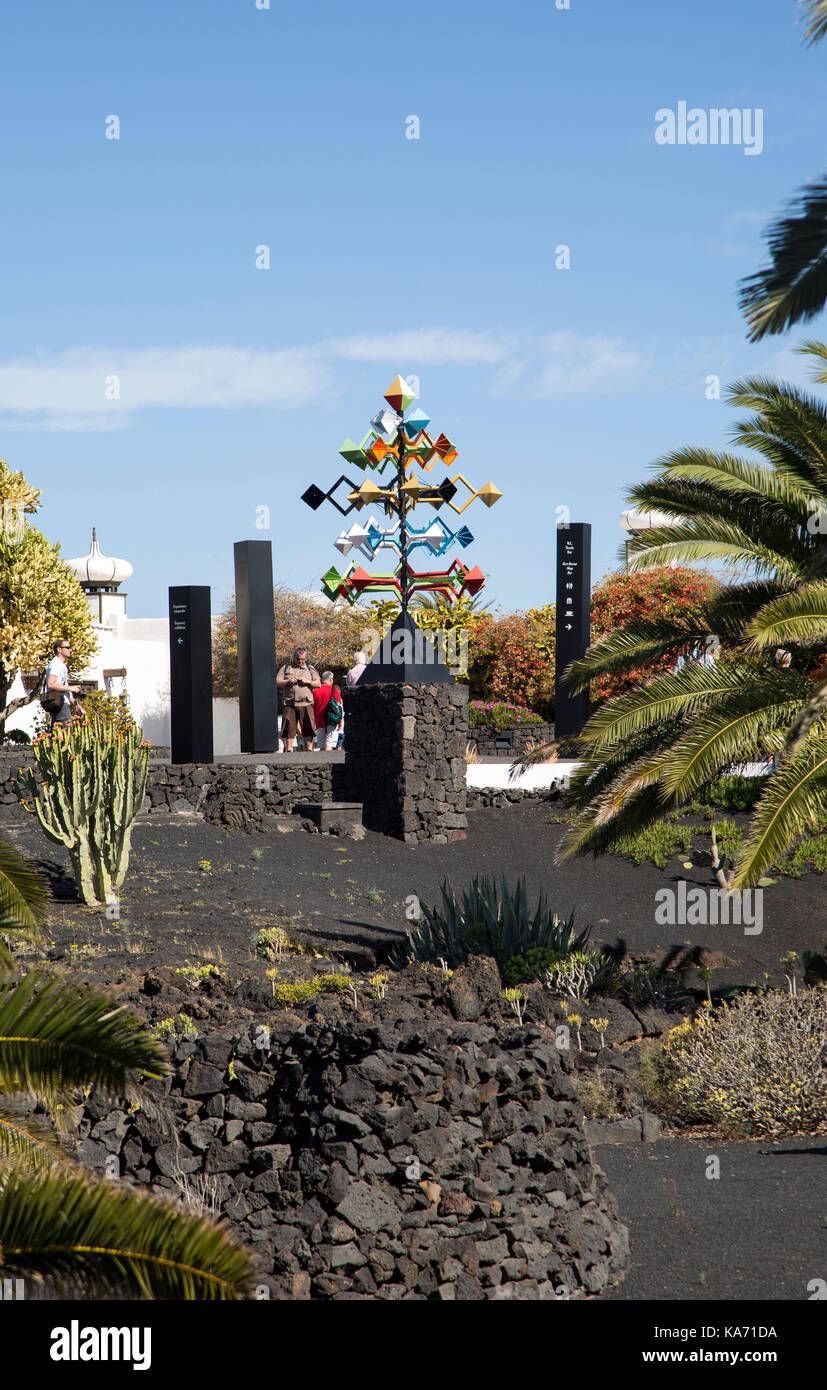 'Energia de la Piramide' wind sculpture, Fundación César Manrique, Taro de Tahíche, Lanzarote, Canary islands, Spain Stock Photo