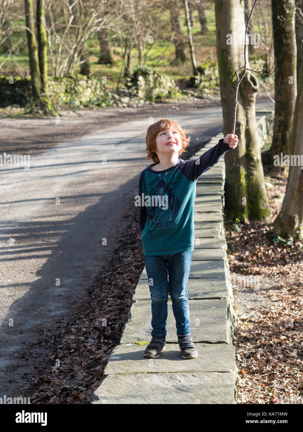 Standing on the Wall Stock Photo Alamy