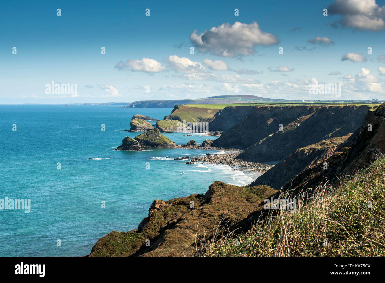 Islands off the coast of North Cornwall. Stock Photo