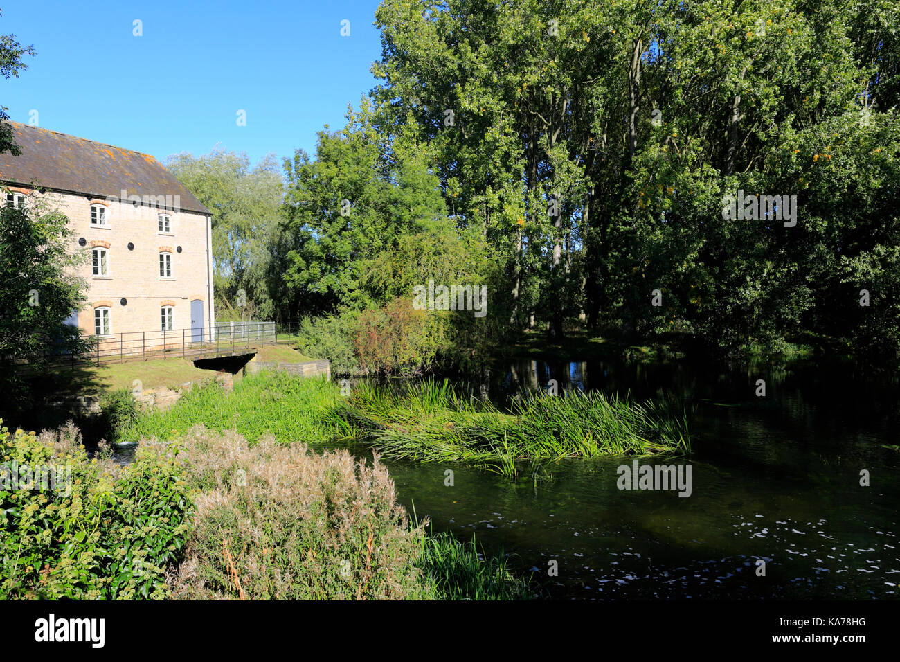 Summer Warmington watermill, river Nene, Warmington village