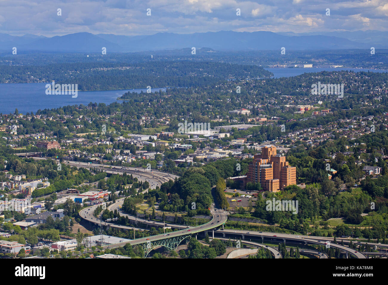 View of Interstate 5 Highway from the Columbia Centre, Seattle ...