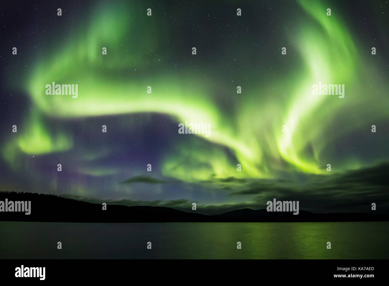 Northern Lights over Lake Luirojärvi Stock Photo
