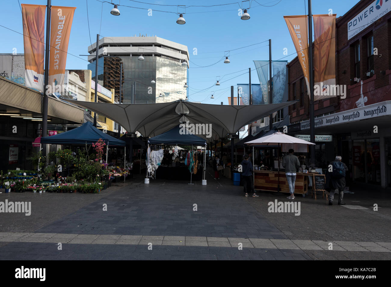 An undercover market in Oxford Street at Bondi Junction near Sydney in