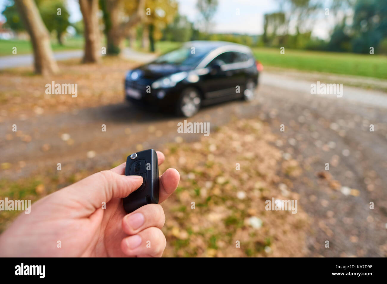 Remote key for car lock. Stock Photo