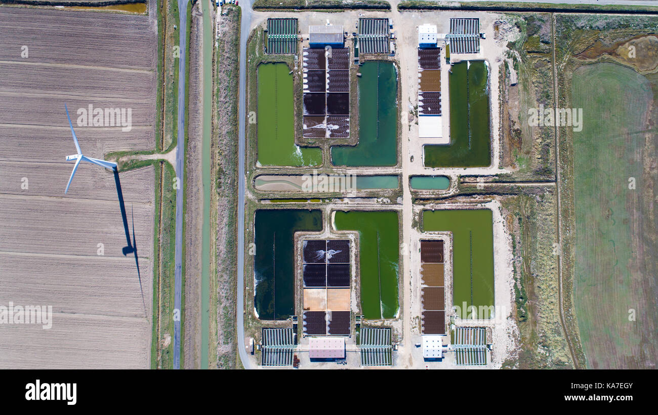 An aerial view of oyster farming in Bouin, Vendee Stock Photo