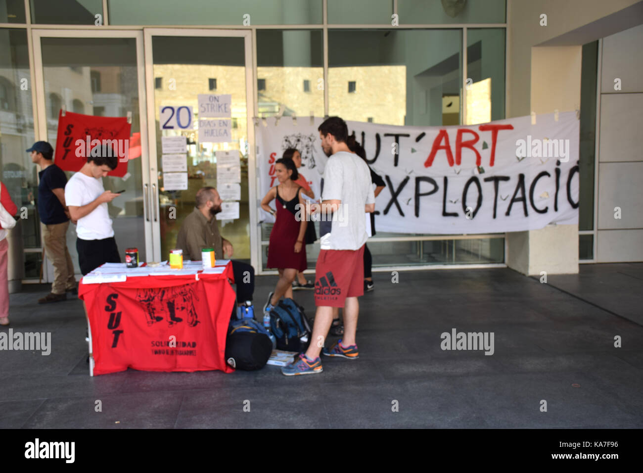 Catalonia, Spain Sep 2017. Workers striking at the Museum of
