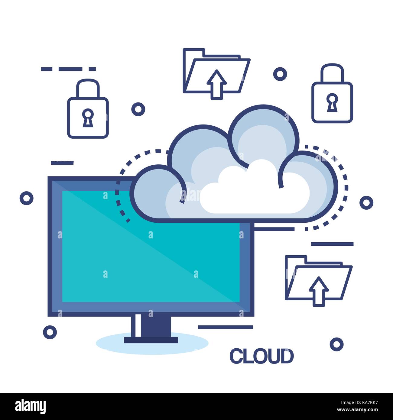 cloud computing set flat icons Stock Vector Image & Art - Alamy