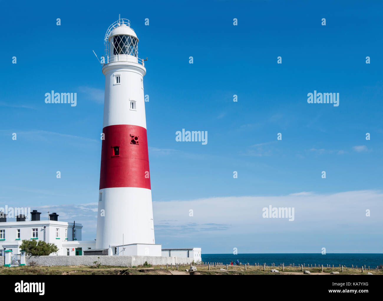 Lighthouse at Portland Bill in Dorset Stock Photo