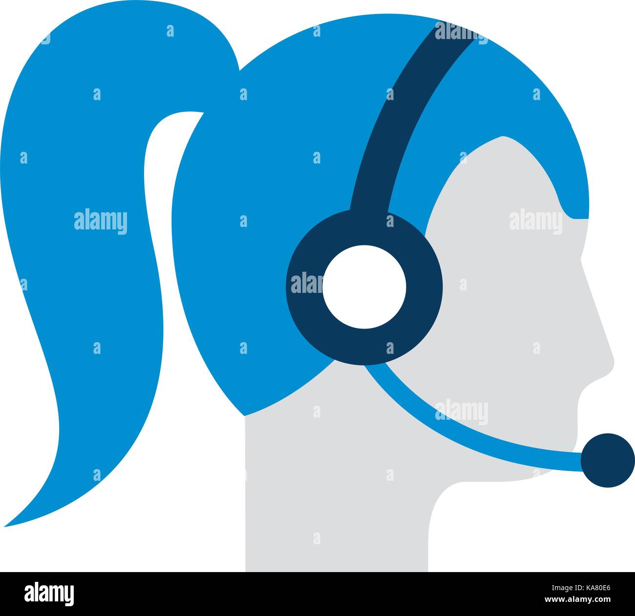 operator woman profile customer service wearing headphones and ...