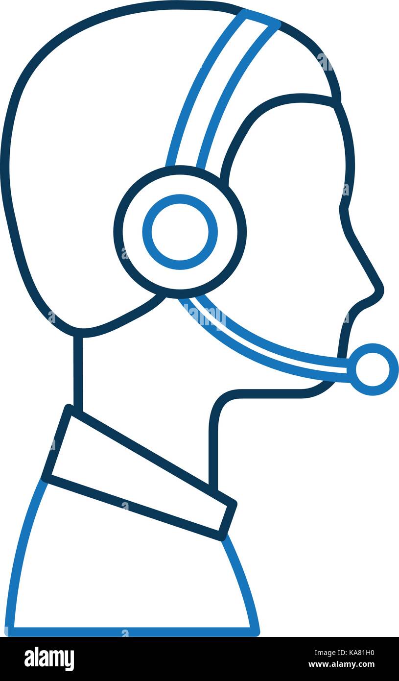 profile man operator of customer service with headset work Stock Vector ...