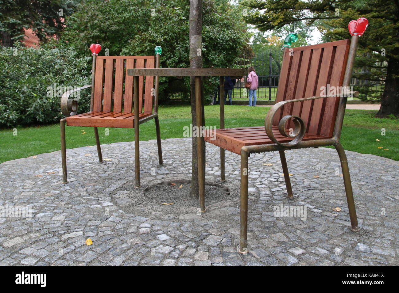 The bench of dissident turned president Vaclav Havel (1936-2011) in the ...