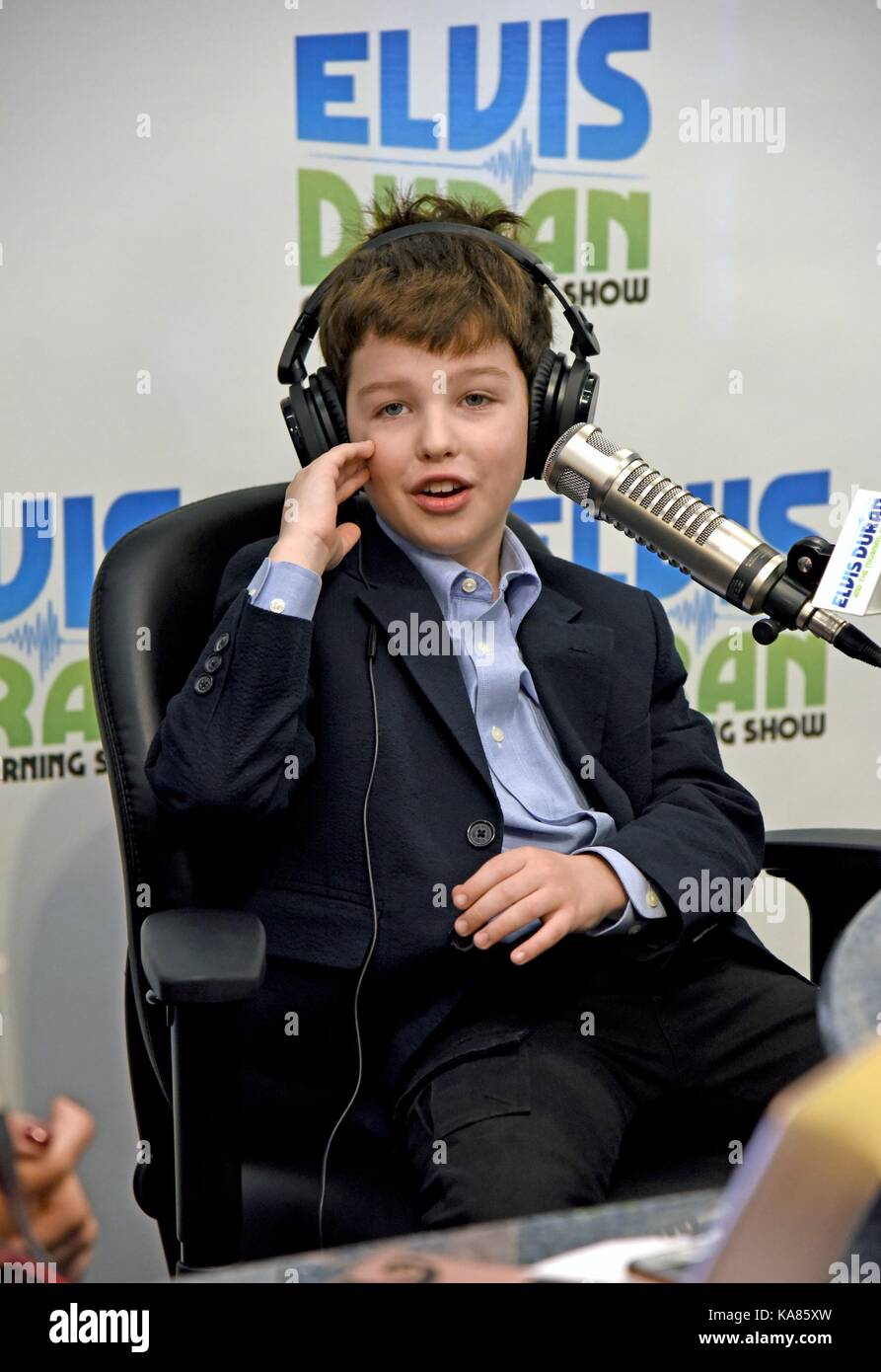 New York, NY, USA. 25th Sep, 2017. Iain Armitage at a public appearance for  YOUNG SHELDON Cast Appearance on Elvis Duran and the Morning Show at Z-100,  New York, NY September 25,